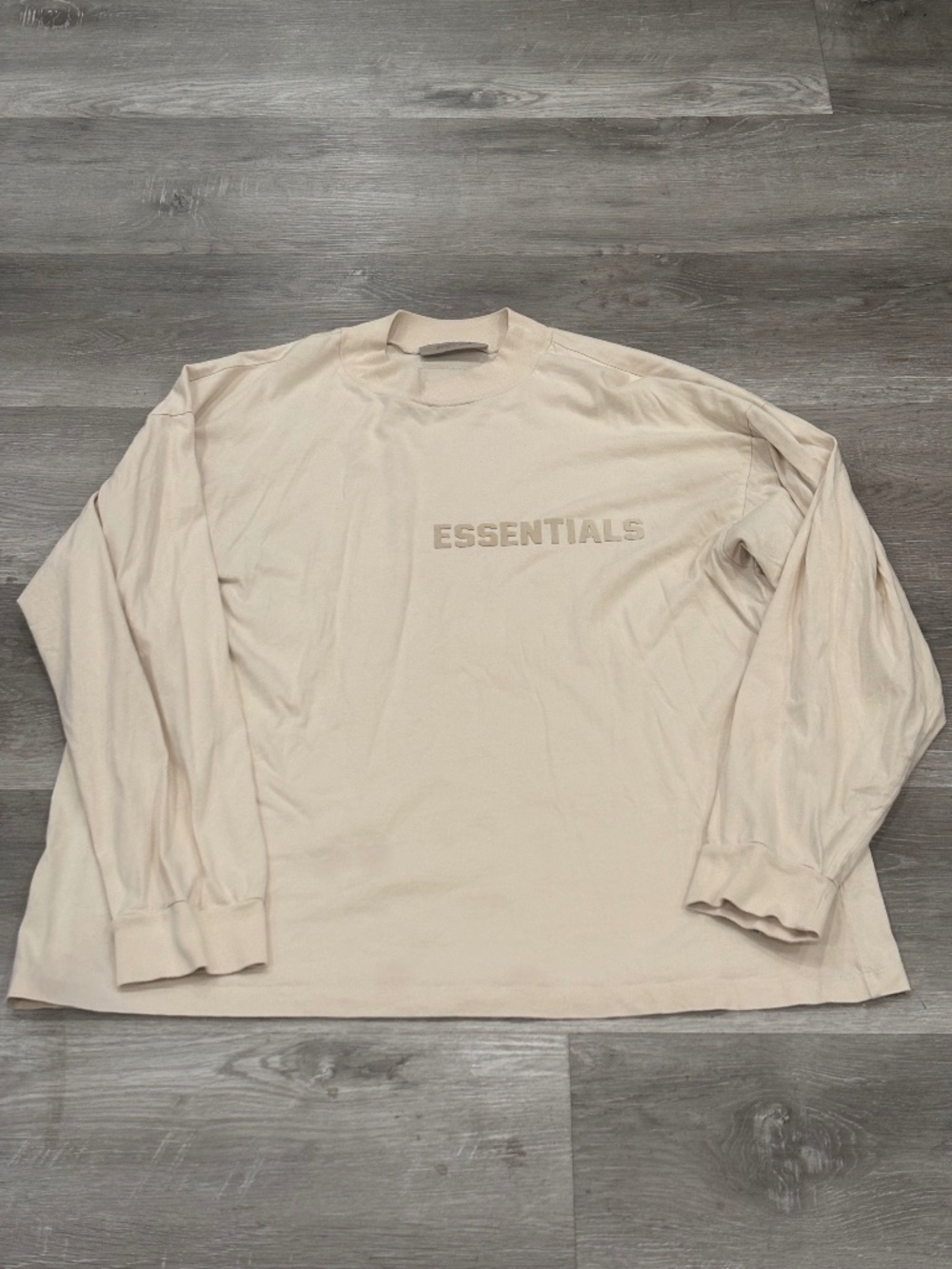 Essentials Fear Of God Long Sleeve T-Shirt Smoke Sand 100% Cotton Mens XL